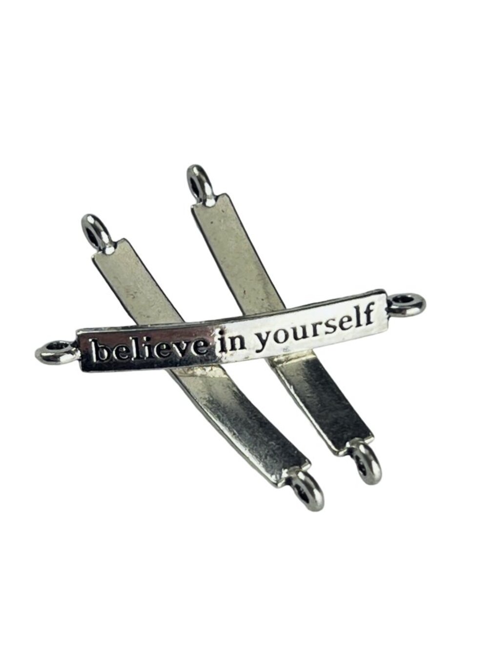Inspirational "Believe in Yourself" Silver Tone Connector Charms - 9pc Destash